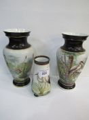 Pair of vases & another