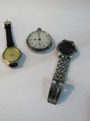 Pocket watch & 2 Quartz watches. Estimate £95-110.