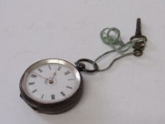 935 silver cased lady's pocket watch & key. Estimate £30-50.