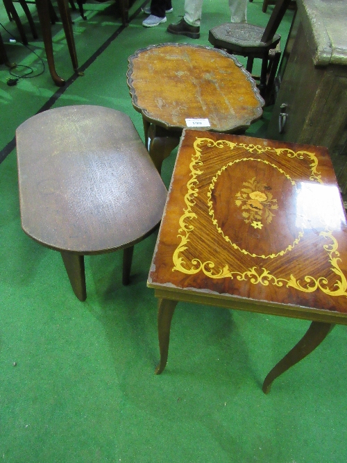 Inlaid Italian side table, oval pie-crust table & 1 other. Estimate £5-10. - Image 2 of 2