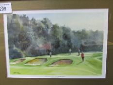 Framed & glazed print '17th hole at Huntercombe Golf Course' signed R A Wade. Estimate £25-35.