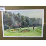 Framed & glazed print '17th hole at Huntercombe Golf Course' signed R A Wade. Estimate £25-35.