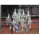 Large 6 branch Italian lead crystal chandelier (retail price £580). Estimate £50-70.