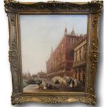 Edward Pritchett (1828-1864) oil on canvas of the Doges Palace, Venice, signed E Pritchett,