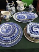 Large qty of mainly blue & white china ware including Meakin & Delft. Estimate £30-40.