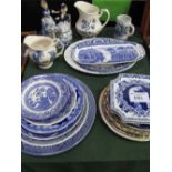 Large qty of mainly blue & white china ware including Meakin & Delft. Estimate £30-40.