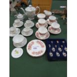 Colclough part tea set, a part coffee set & box of novelty teaspoons. Estimate £5-10.