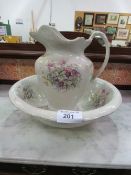 Ceramic wash bowl & jug. Estimate £5-10.