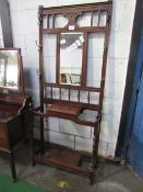 Mahogany hall stand, 81cms x 28cms x 192cms. Estimate £20-40.