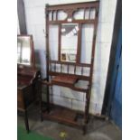 Mahogany hall stand, 81cms x 28cms x 192cms. Estimate £20-40.