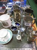 4 items of blue & white china, 3 pewter tankards, 9 items of silver plate & 2 other ceramic ware.