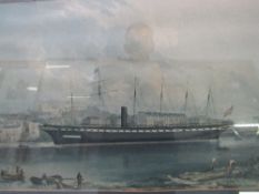 Framed & glazed print of S S Great Britain & a framed & glazed print of a steam ship 'The Duke of