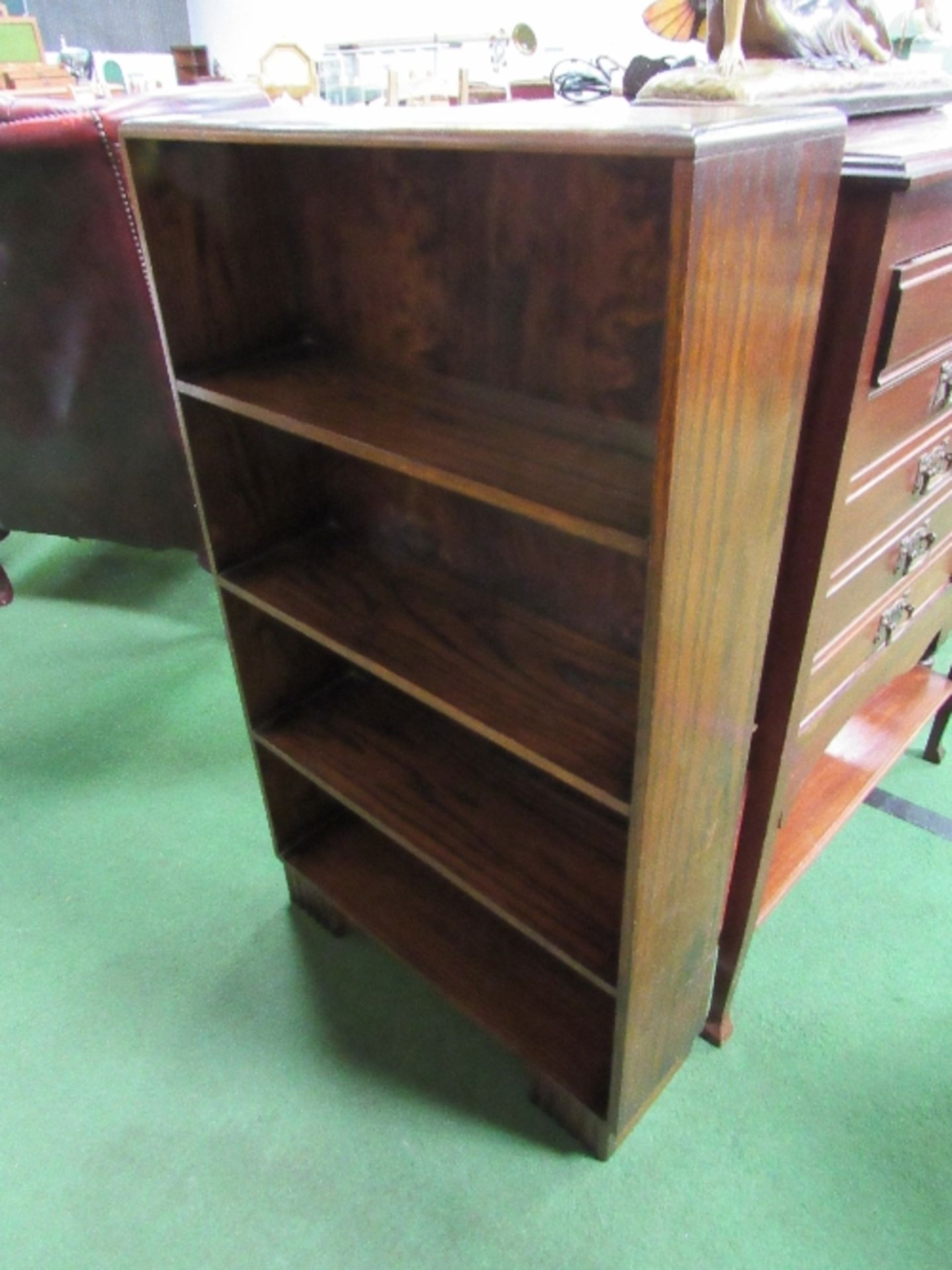 Oak open book shelves, 61cms x 18cms x 101cms. Estimate £20-30. - Image 2 of 2