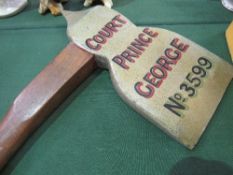 Masonic wooden ceremonial axe, 3ft in length. Estimate £5-10.