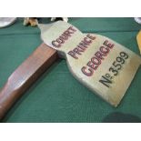 Masonic wooden ceremonial axe, 3ft in length. Estimate £5-10.