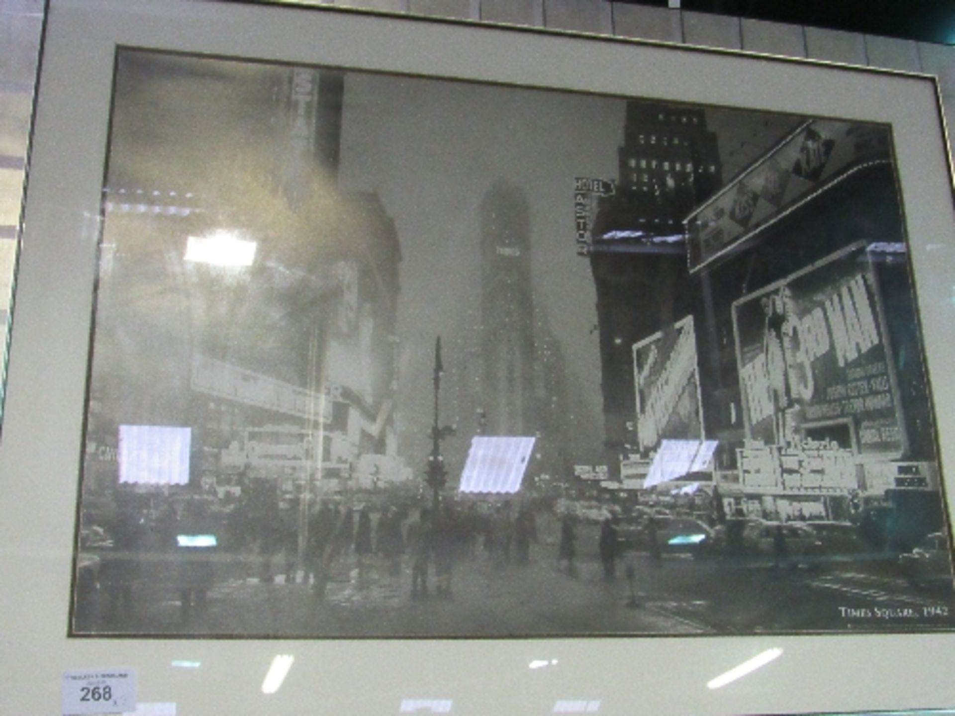 2 framed photograph prints: 'Times Square, 1942' & 'Brooklyn Bridge'. Estimate £20-40.