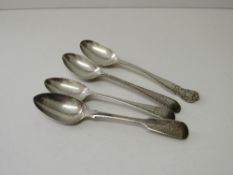 4 various silver teaspoons, 3.18ozt, Sheffield 1913, London 1829, Sheffield 1911 & Chester 1907.