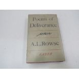 A L Rowse 'Poems of Deliverance', 1st edition, 1946 & 'Poems of Chiefly Cornish', 4th issue, 1946.