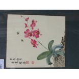2 framed & glazed oriental watercolours of flowers, signed. Estimate £20-30.