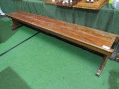 Long pine bench, 240cms x 34cms x 43cms. Estimate £25-40.