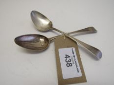 2 Georgian silver serving spoons, London 1813, 3.7ozt.