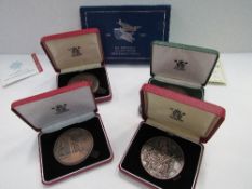 5 Royal Mint UK bronze & silver commemorative medals, 1994 - 1999 with certificates. Estimate £60-