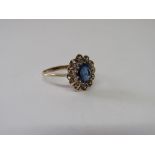 9ct gold blue topaz and diamond ring size U wt 3.0g. Estimate £45-65