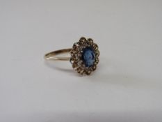 9ct gold blue topaz and diamond ring size U wt 3.0g. Estimate £45-65