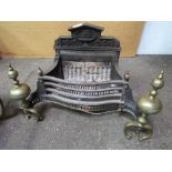 Cast iron & brass fire basket & back (a/f). Estimate £20-40.