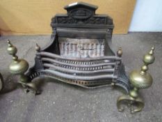 Cast iron & brass fire basket & back (a/f). Estimate £20-40.