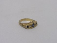 18ct gold, sapphire & diamond ring, size N, weight 8.4gms. Estimate £180-220.