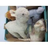 4 mohair stuffed toy animals & Geisha bear. Estimate £10-20.