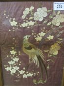 Vintage silk work picture 'Bird of Paradise'. Estimate £10-20.