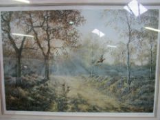 Framed & glazed print of a ferry scene signed A Jacob & a framed & glazed limited edition print of