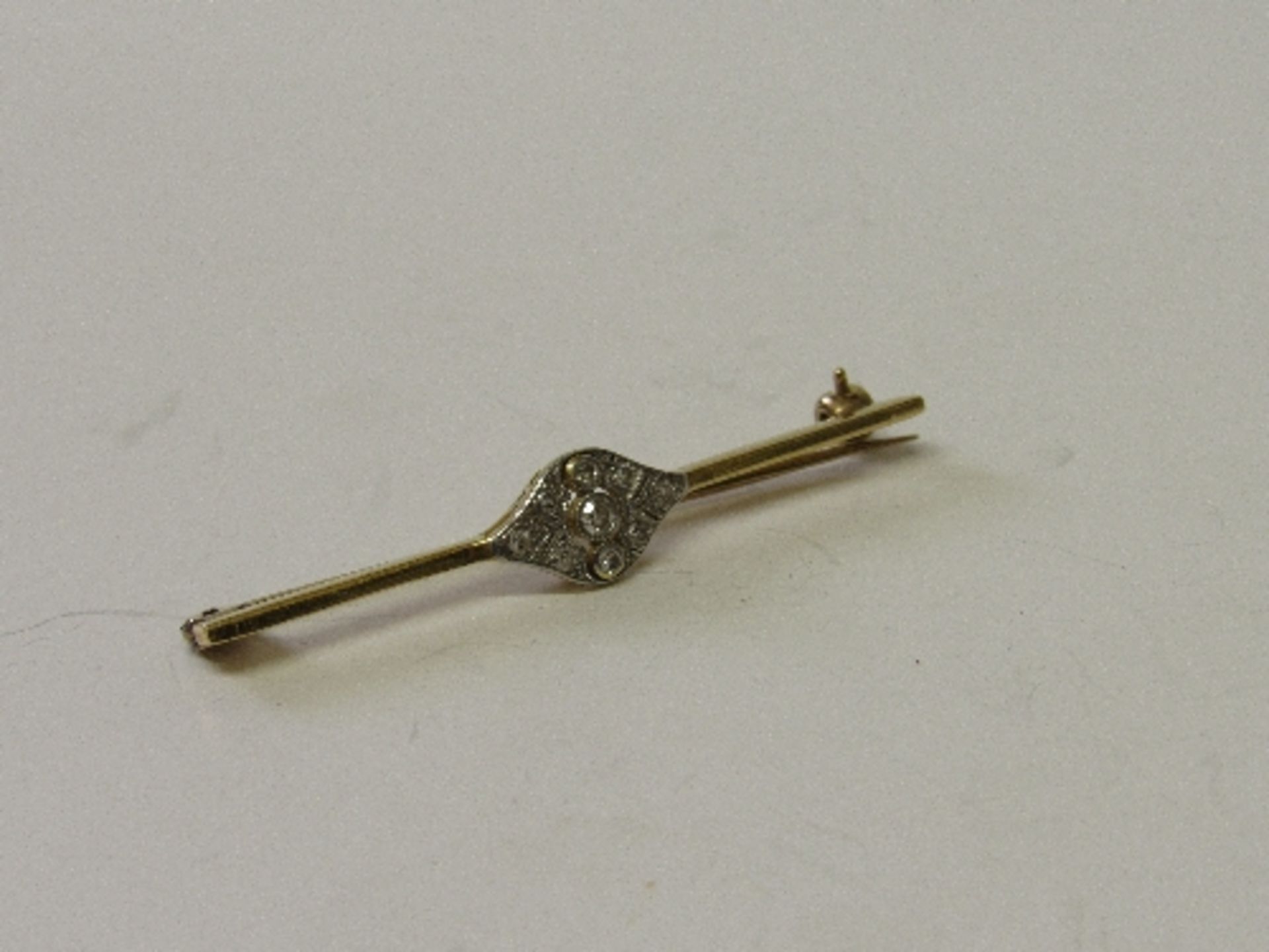 Diamond & gold coloured metal tie-pin, weight 3.9gms. Estimate £80-100. - Image 3 of 3