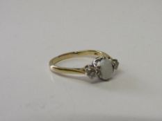 18ct gold opal and diamond ring size N 1/2 wt 3.3g. Estimate £200-210