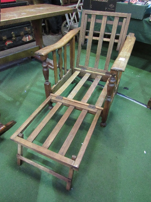 Oak framed Edwardian steam chair/day bed. Estimate £25-40. - Image 3 of 3