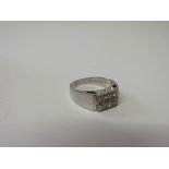 18ct white gold & diamond ring, wt 6.7gms, size O. Estimate £140-180.