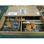 1920's Japanese Taishe period Hina Ningyo Matsuri dolls, set of bedroom furniture in hand-painted