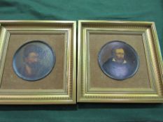 2 framed papier mache pictures of bearded men: 2 Pollard coaching prints & another coaching print.