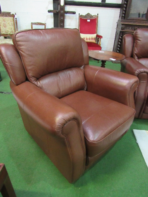 3 seat brown leather sofa, 200cms x 100cms x 100cms & matching armchair, 100cms x 100cms x 100cms - Image 2 of 2