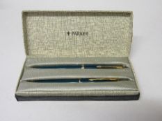 Parker Duo pen & pencil set, BP nib & fittings, in original box. Estimate £20-40.