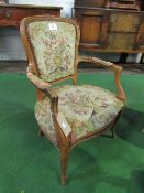 French cherry wood fautelle with floral jacquard fabric. Estimate £20-30.