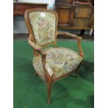 French cherry wood fautelle with floral jacquard fabric. Estimate £20-30.