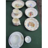 7 pieces of Royal Doulton 'Bunnykins' child's china & 3 pieces of Wedgwood 'Peter Rabbit' china.