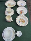 7 pieces of Royal Doulton 'Bunnykins' child's china & 3 pieces of Wedgwood 'Peter Rabbit' china.