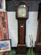 8 day long cased clock with carvings & fret brass hands by Mathias Heitzman of Wisbeach (Wisbech),