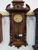 Mahogany case Vienna regulator wall clock, height 104cms. Estimate £40-60.