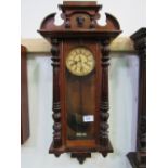 Mahogany case Vienna regulator wall clock, height 104cms. Estimate £40-60.