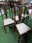 4 high back splat-back drop-in seat dining chairs. Estimate £20-30.